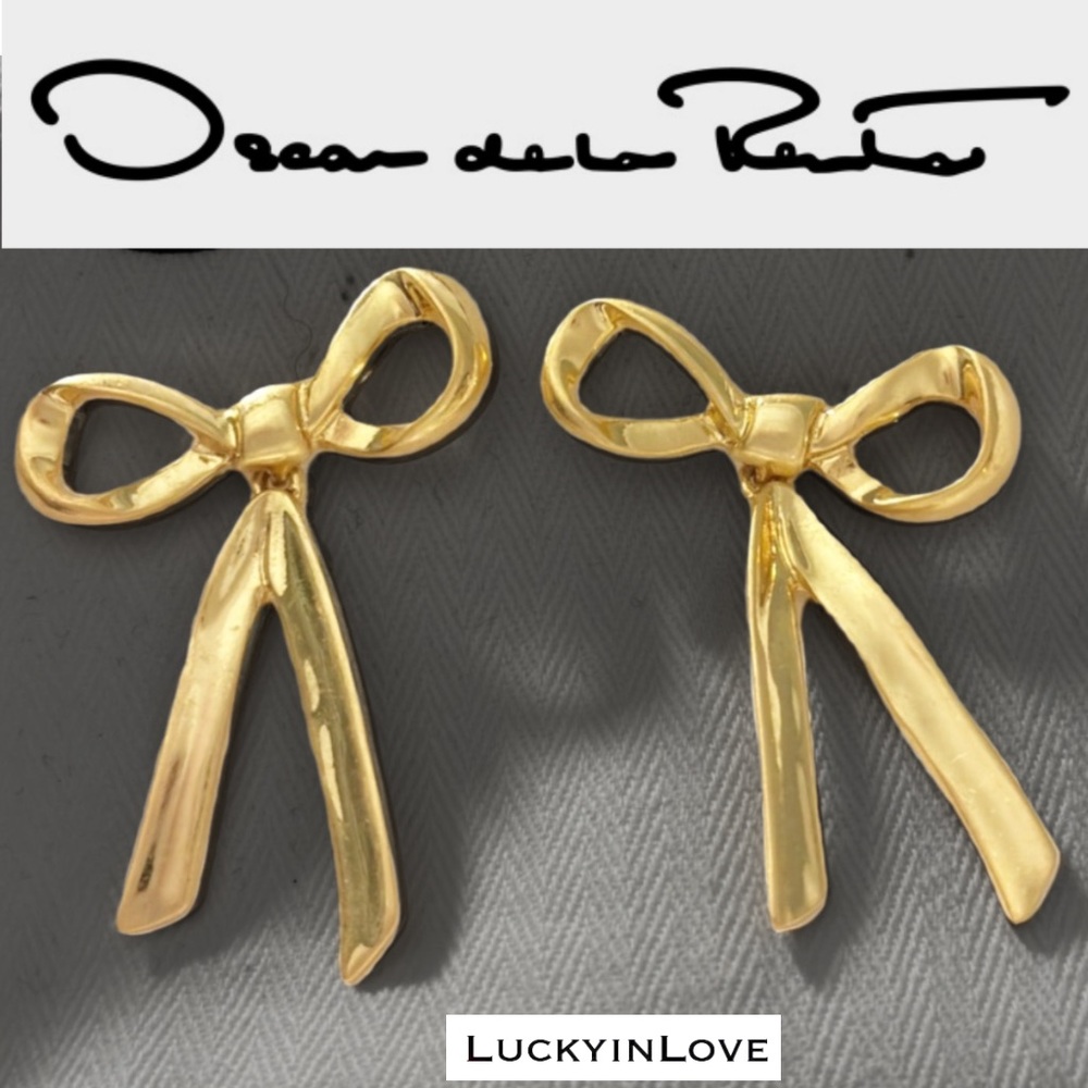 OSCAR DE LA RENTA • Simply Elegant Sculpted Mobile Vintage Bow Earrings - Picture 7 of 12